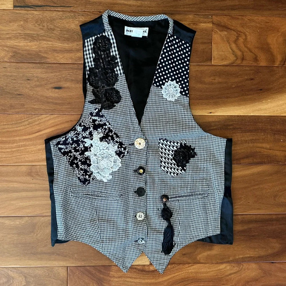 Intentions Vintage 90’s Black and White Vest One Size - Picture 1 of 4